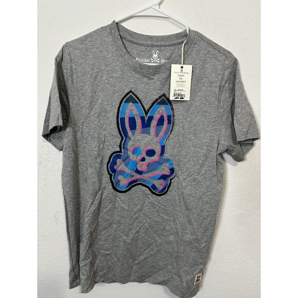 Psycho Bunny Men’s Heather Gray Pima Cotton Meridian Graphic T Shirt Size 3 (XS)
